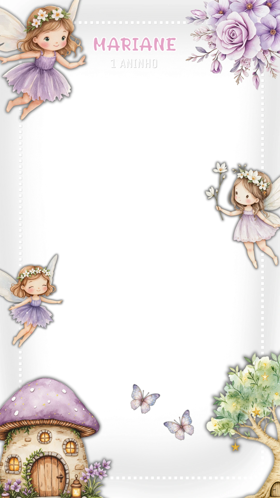 Moldura Stories Aniversário Fadinha para Editar Online