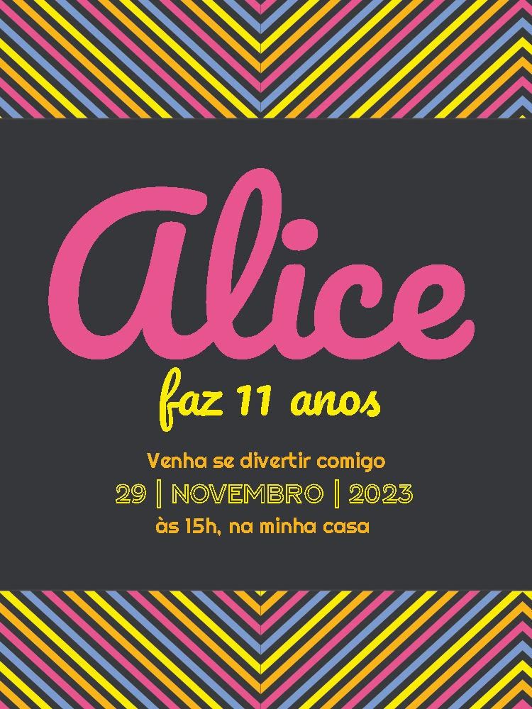 Convite de Aniversário Neon Moderno para Editar Online