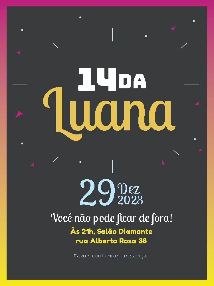 Convite de Aniversário Neon Moderno para Editar Online