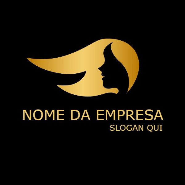 Logo Editável para Salão de Beleza com Silhueta Dourada