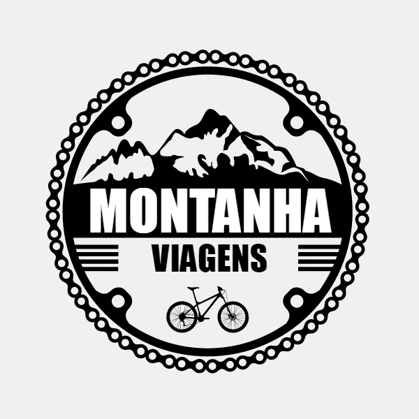 Logo Editável de Montanha e Bike para sua Empresa