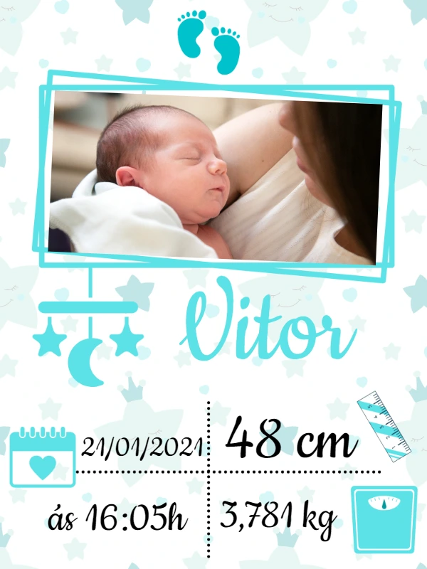 Quadro Nascimento de Bebê com Foto para Editar Online