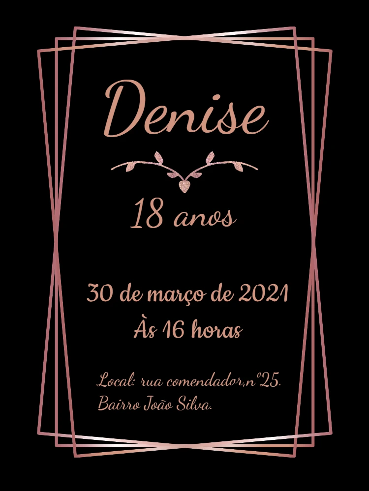Convite de Aniversário Rosê Gold Elegante para Editar Online