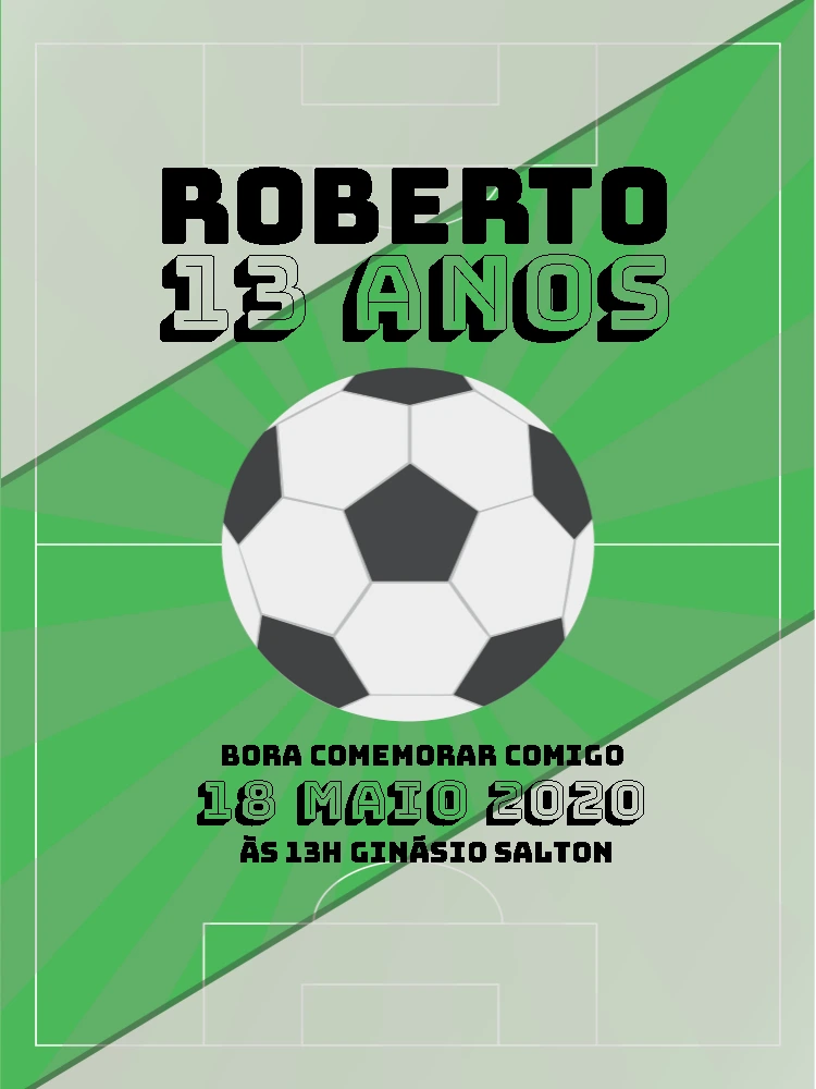 Convite de Aniversário Futebol para Editar Online
