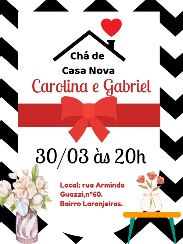Convite Chá de Casa Nova Moderno para Editar Online