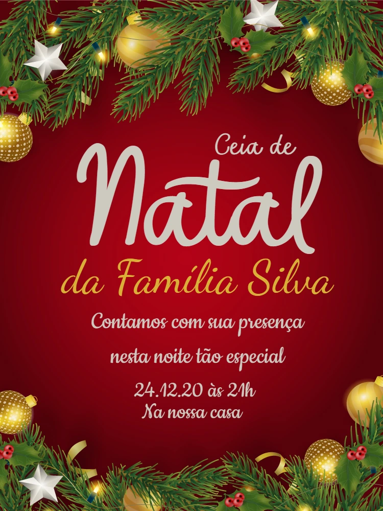 Convite Ceia de Natal Tradicional para Editar Online