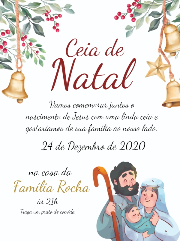 Convite Ceia de Natal Religioso para Editar Online