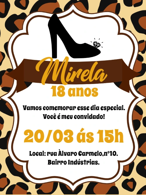 Convite Aniversário Oncinha Chic para Editar Online