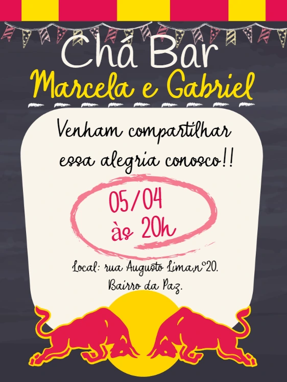 Convite Chá Bar Tema Energético para Editar Online