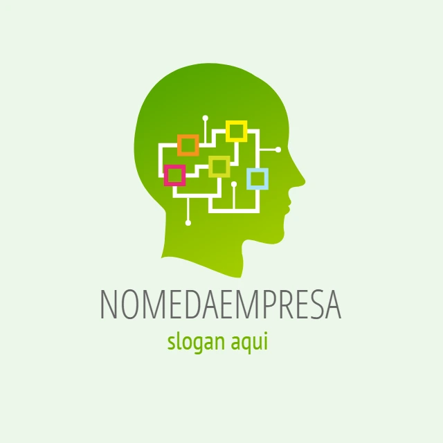Logo de Tecnologia com Cérebro e Conexões para Editar Online