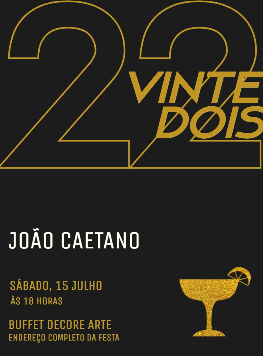 Convite Aniversário Adulto Minimalista para Editar Online