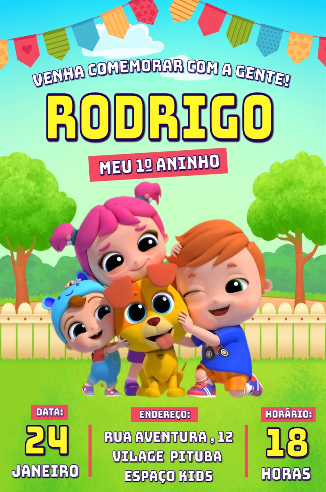 Convite de Aniversário Little Angel Baby para Editar Online