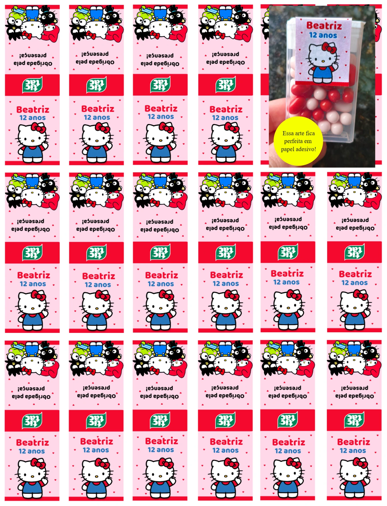Adesivo para Tic Tac Hello Kitty para Editar Online