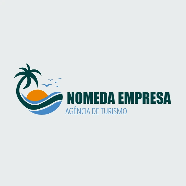 Logo Turismo com Palmeira e Sol para Editar Online