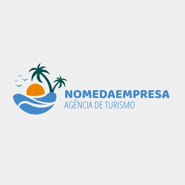 Logo Turismo com Palmeiras e Praia para Editar Online