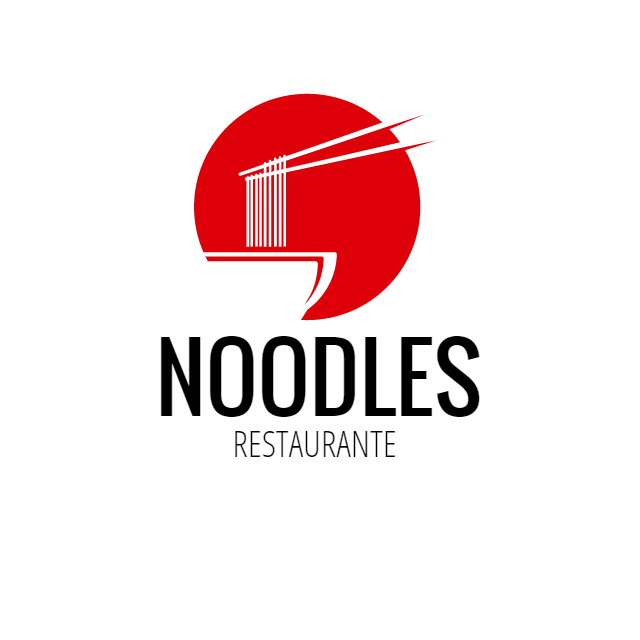 Logo Editável para Restaurante Asiático com Sol Vermelho