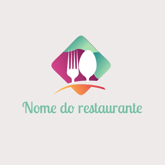 Logo para Restaurante com Talheres Coloridos para Editar Online
