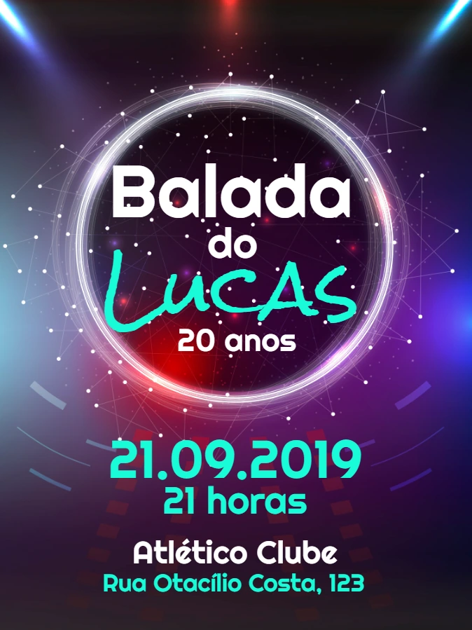 Convite de Aniversário Balada Neon para Editar Online