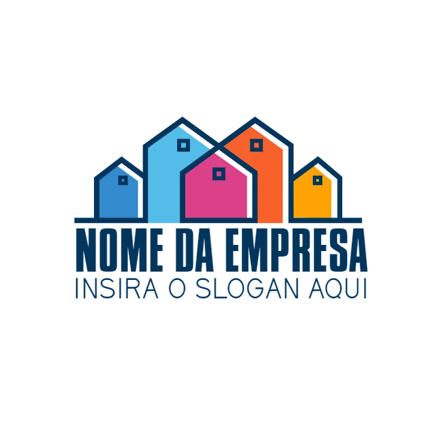 Logo Editável para Imobiliária com Casas Coloridas para Criar