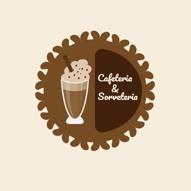 Logo para Cafeteria e Sorveteria com Bebida para Editar
