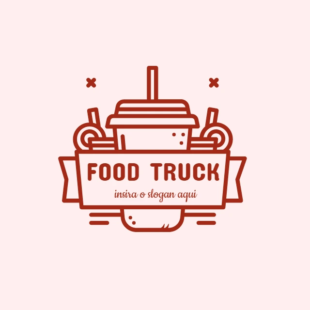 Logo Editável para Food Truck com Ícone de Lanche para Editar