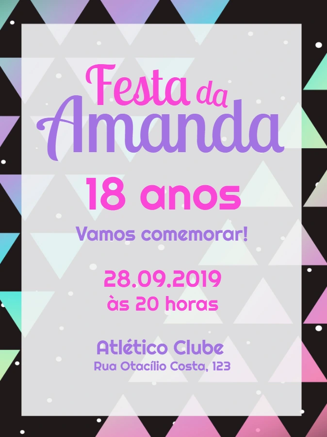 Convite Aniversário Feminino Geométrico para Editar Online