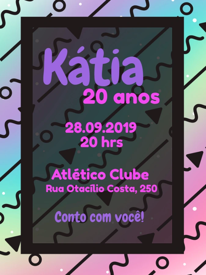 Convite de Aniversário Retrô Anos 80 para Editar Online