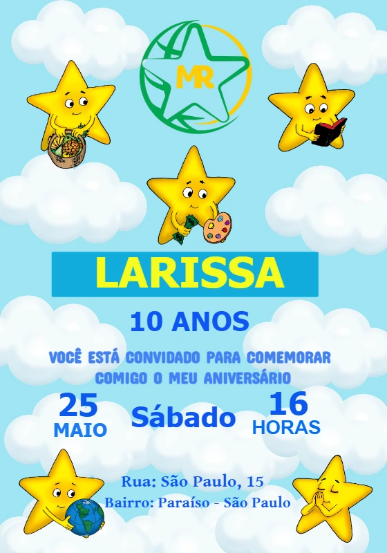 Convite Aniversário Mensageiras do Rei para Editar Online