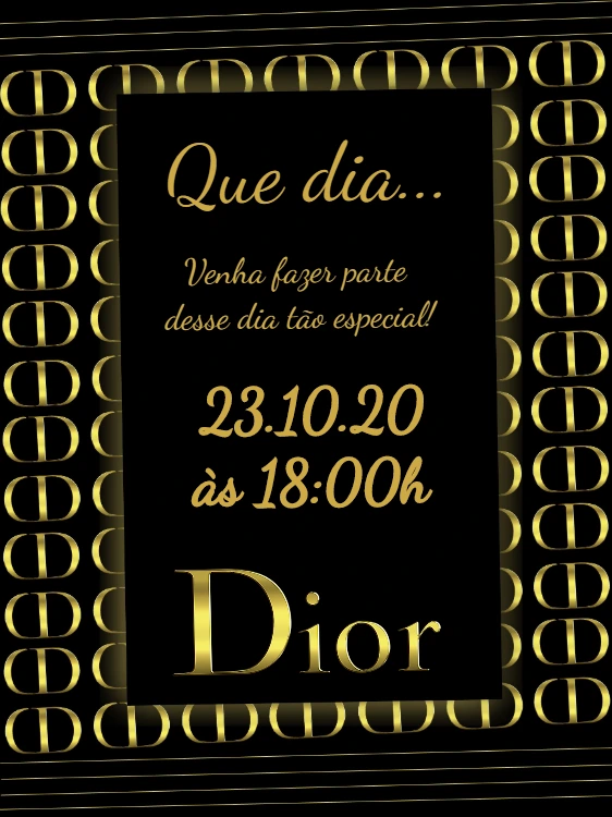 Convite de Aniversário Tema Luxo Dourado para Editar Online