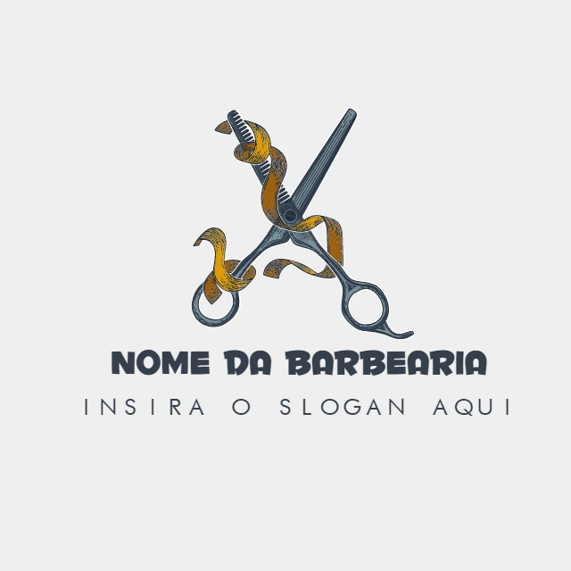 Logo para Barbearia com Tesoura e Fita para Editar Online