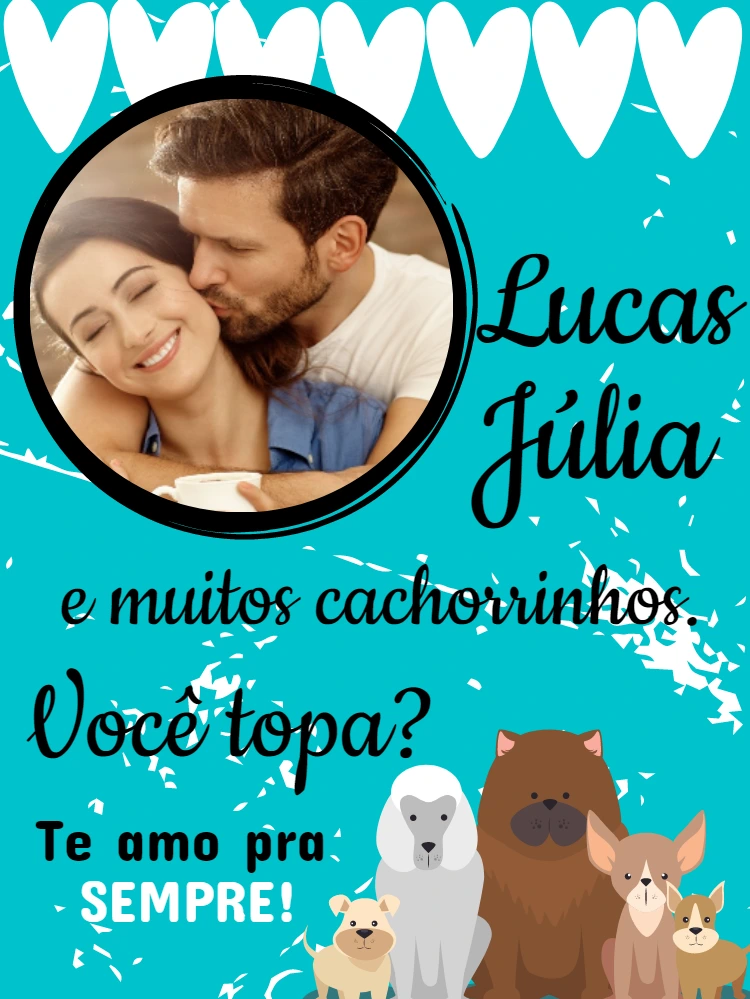 Cartão Dia dos Namorados com Foto de Casal para Editar Online