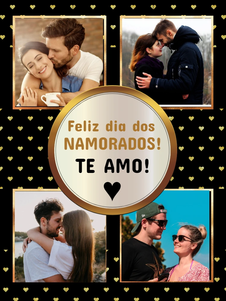 Cartão Dia dos Namorados com 4 Fotos para Editar Online