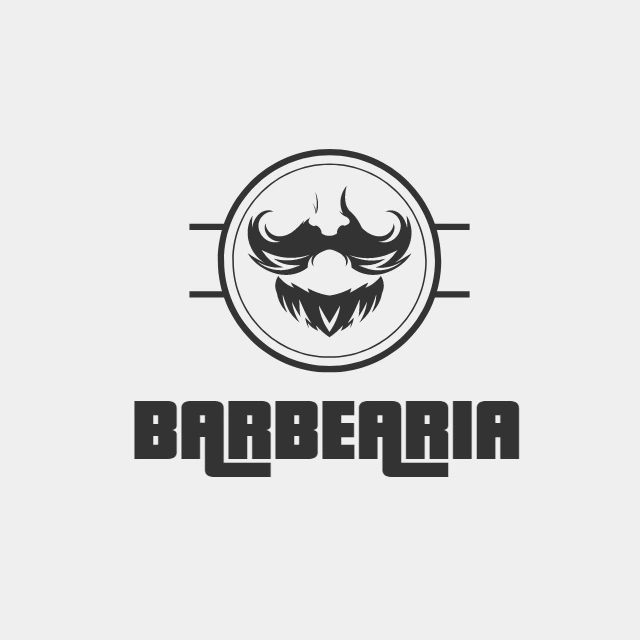 Logo para Barbearia com Bigode e Barba para Editar Online