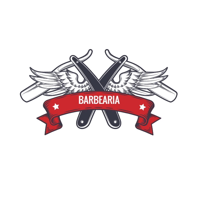 Logo Barbearia com Navalhas e Asas para Editar Online
