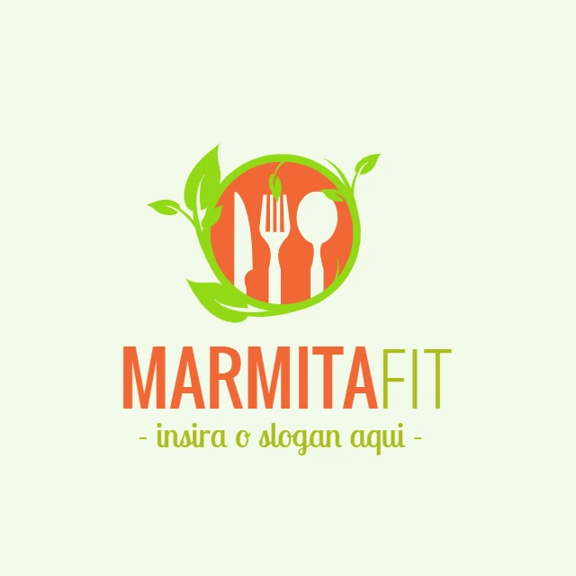 Logo para Marmitaria Fit com Folhas para Editar Online