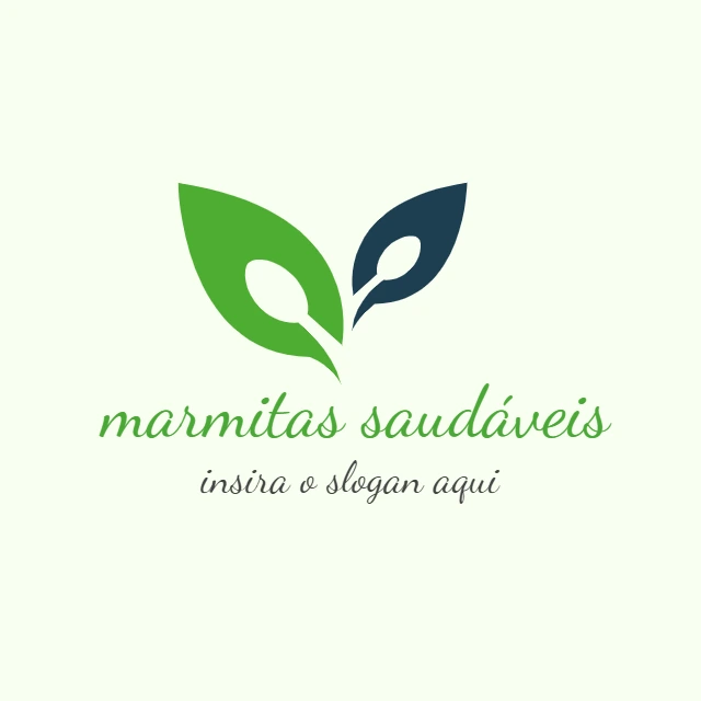 Logo para Marmitaria Saudável com Folhas para Editar Online