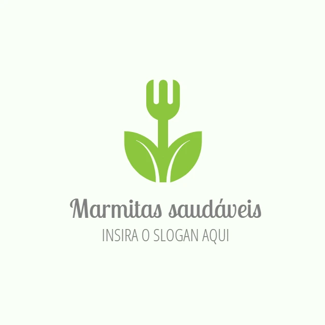 Logo para Marmitaria Saudável com Folhas para Editar