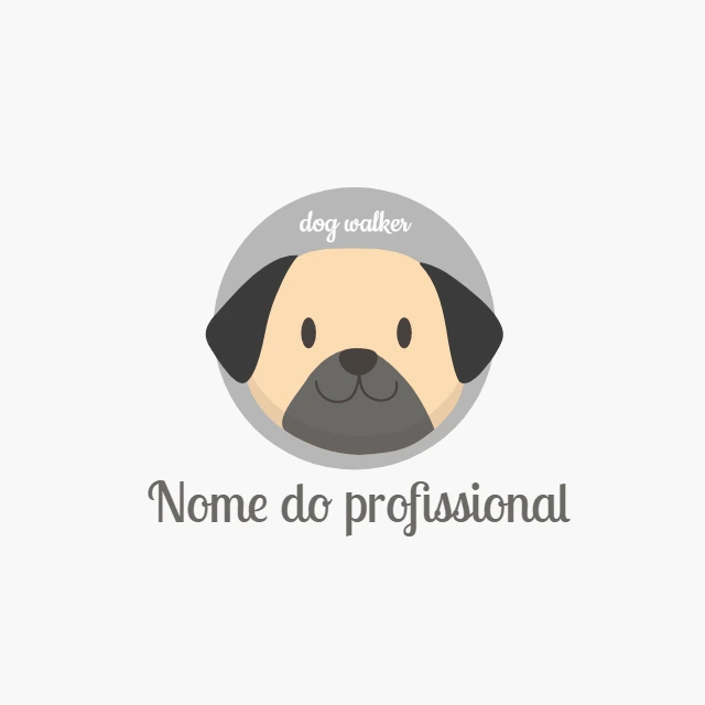 Logo Editável para Dog Walker e Pet Sitter com Cão Pug
