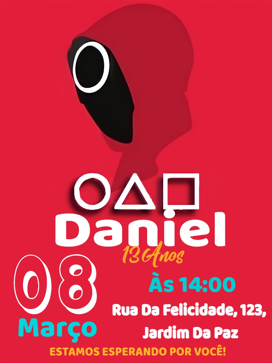 Convite de Aniversário Round 6 para Editar Online