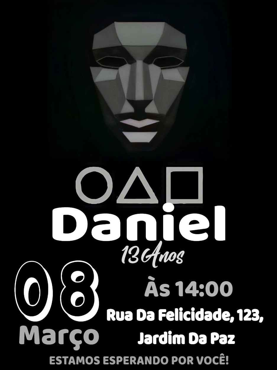 Convite de Aniversário Round 6 Temático para Editar Online