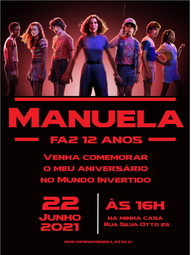 Convite Aniversário Stranger Things para Editar Online