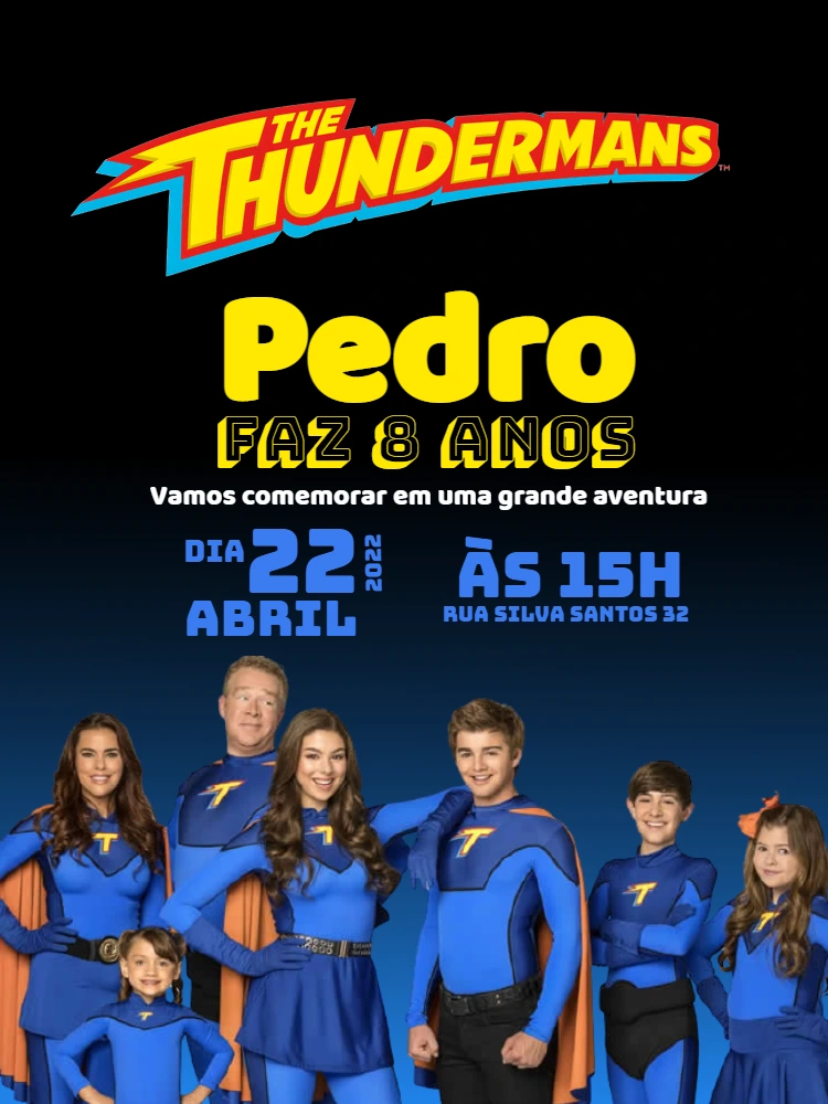 Convite de Aniversário Os Thundermans para Editar Online