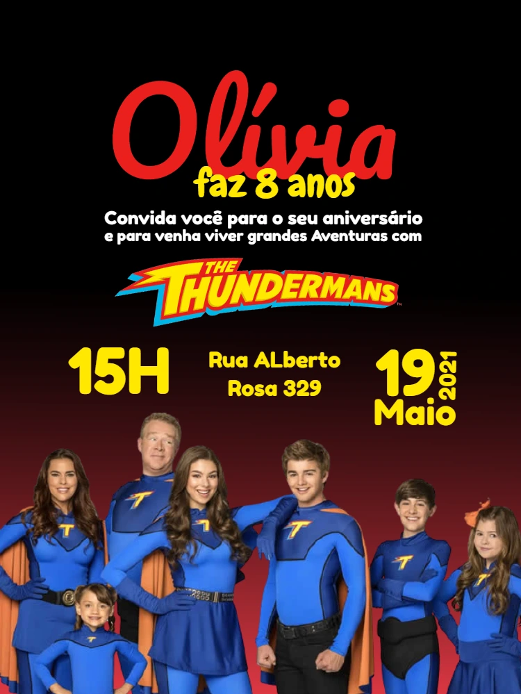 Convite Aniversário Os Thundermans Editável Online para Imprimir