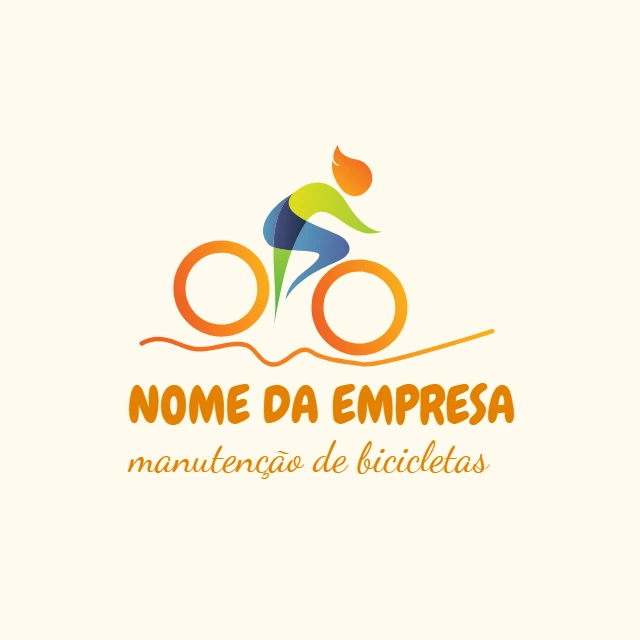 Logo de Bicicleta com Ciclista Colorido para Editar Online