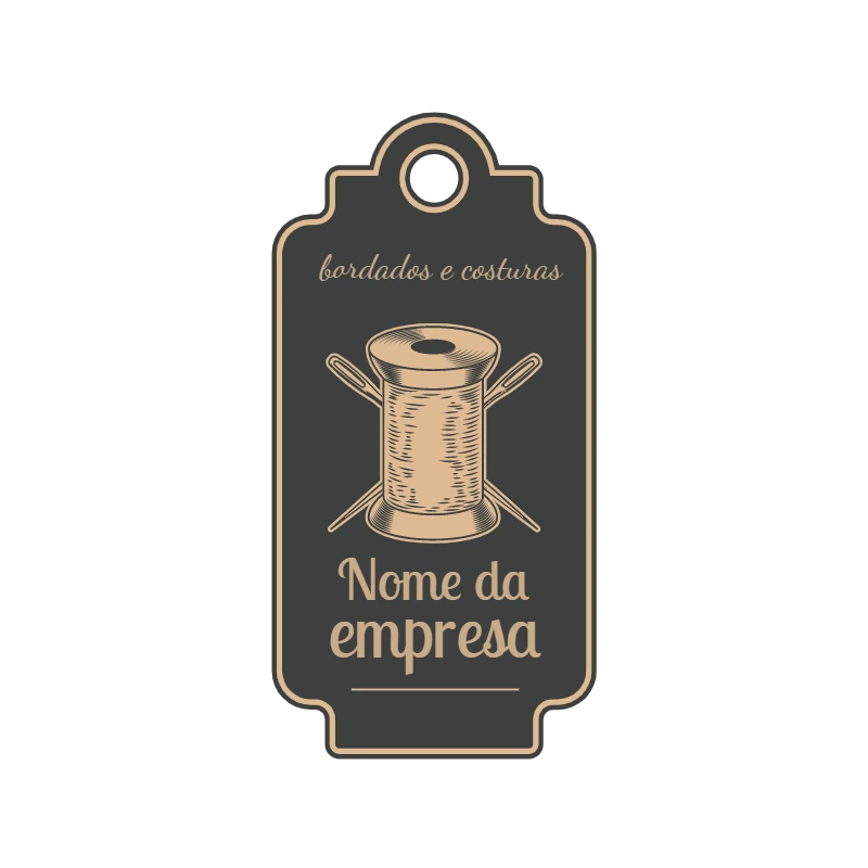 Logo Editável para Costura com Carretel e Agulhas para Editar