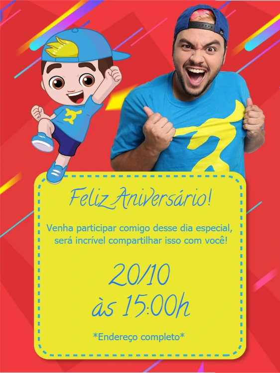 Convite de Aniversário Luccas Neto para Editar Online