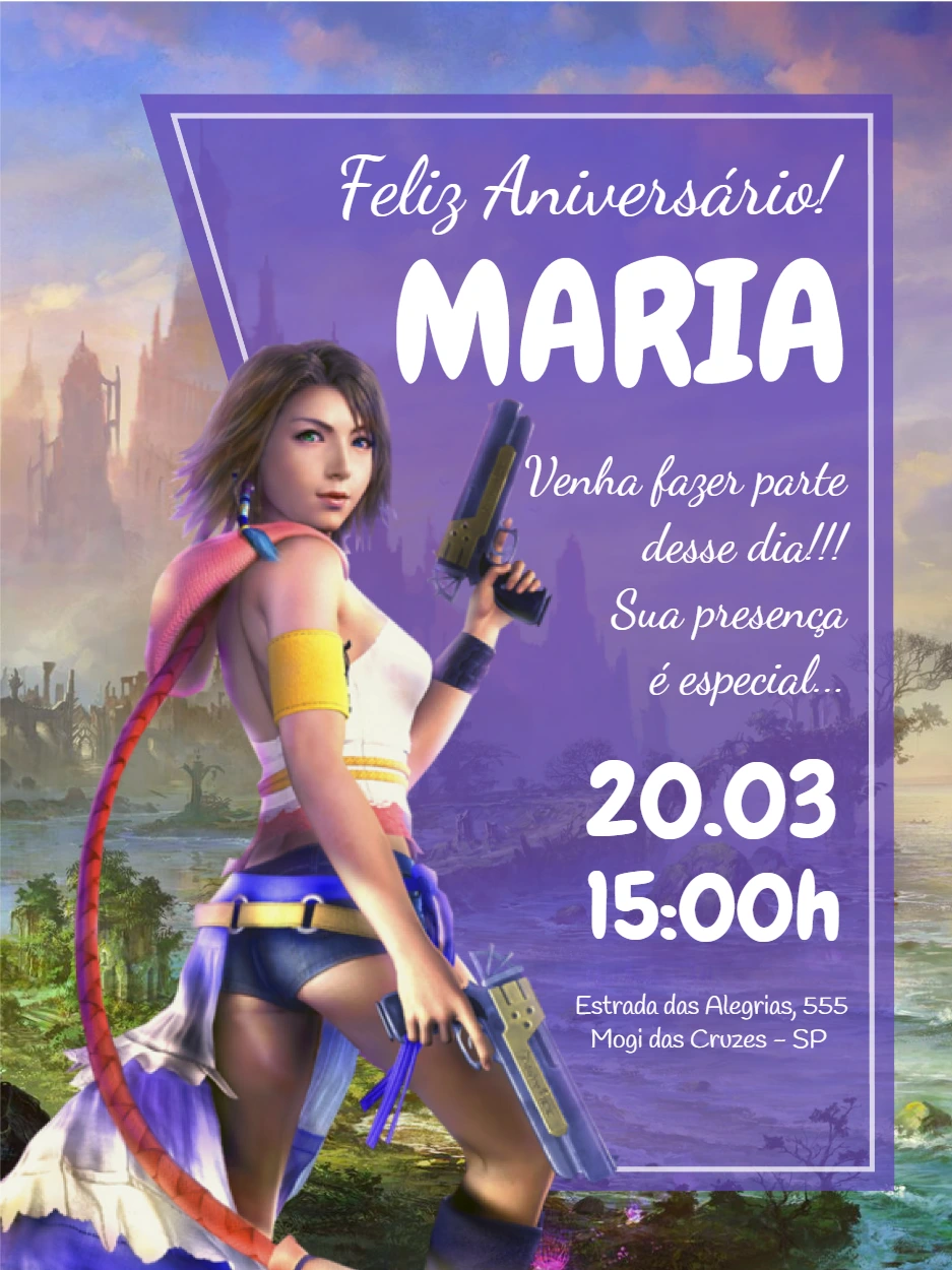 Convite Aniversário Final Fantasy para Editar Online