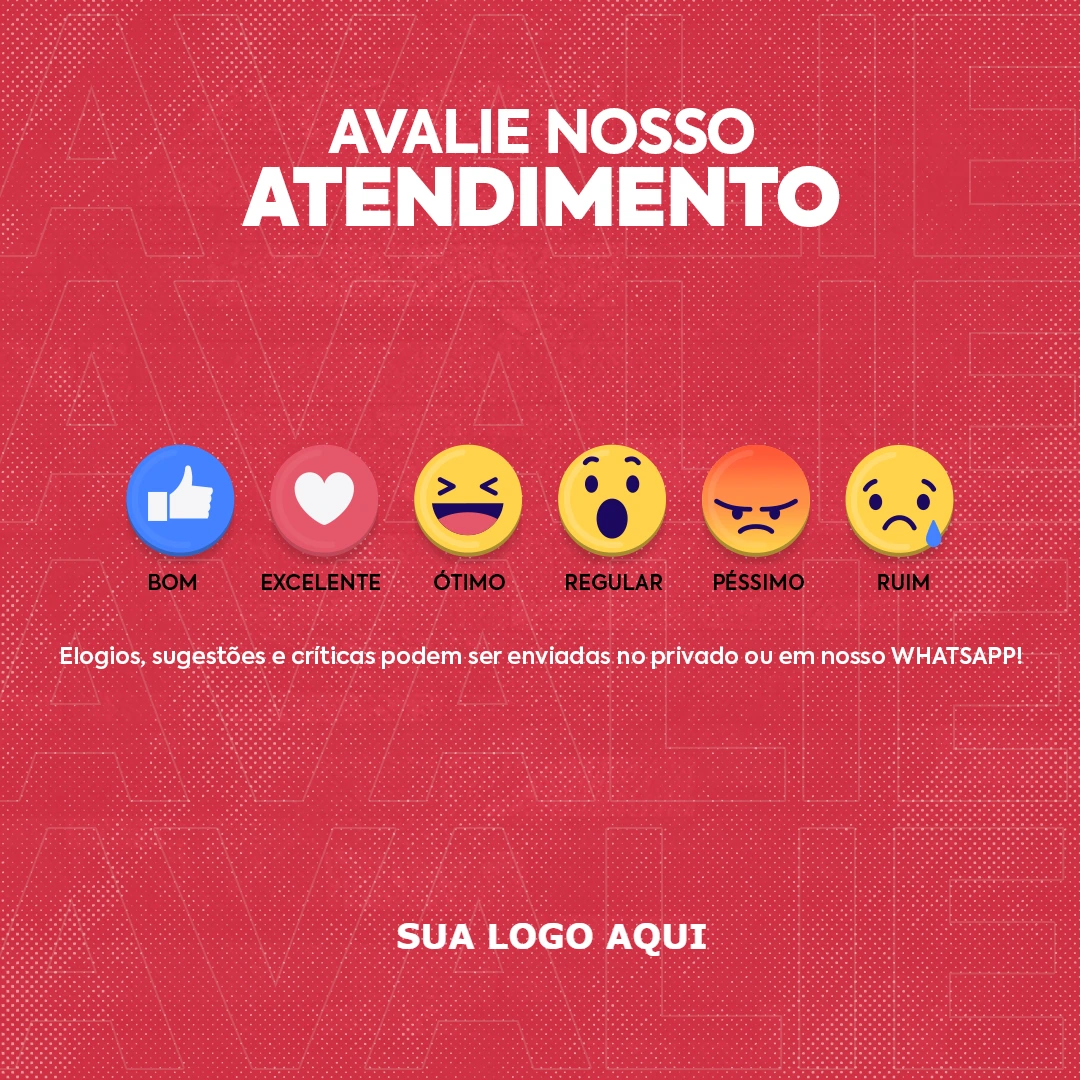 Arte para Avaliar Atendimento com Emojis para Editar Online