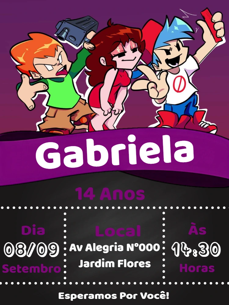 Convite Aniversário Friday Night Funkin' para Editar Online
