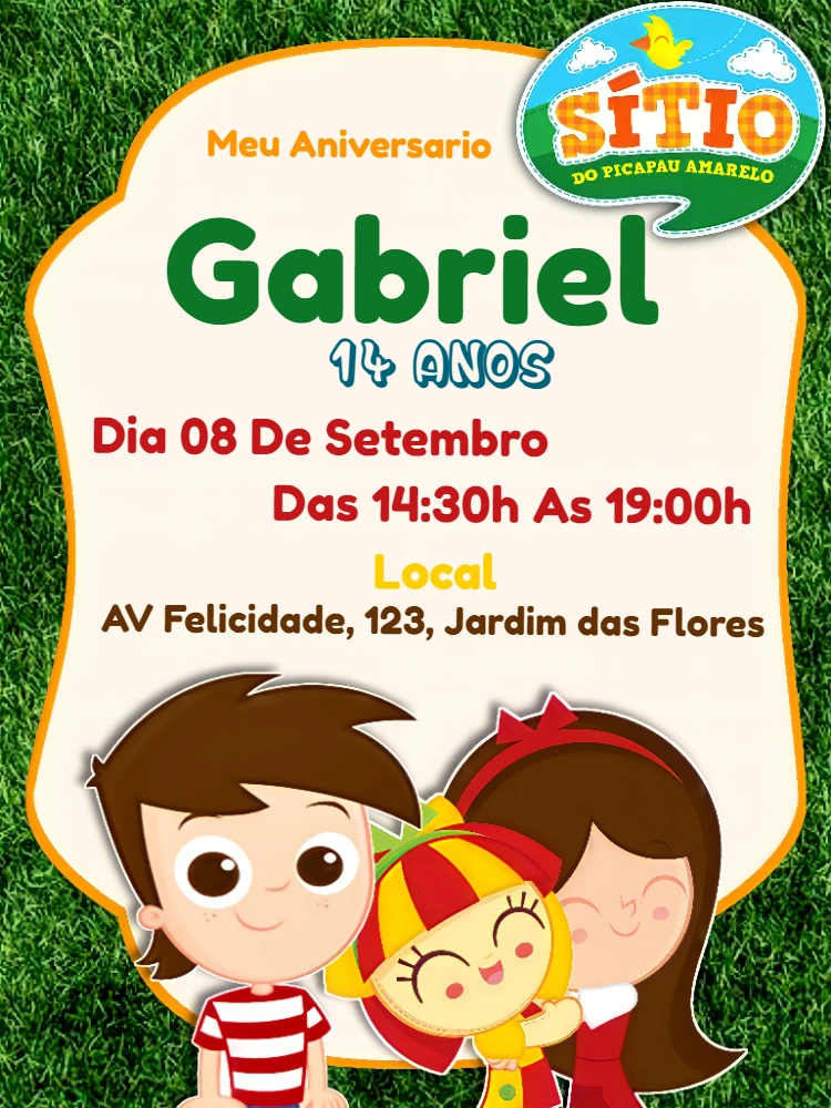 Convite Aniversário Sítio do Picapau Amarelo para Editar